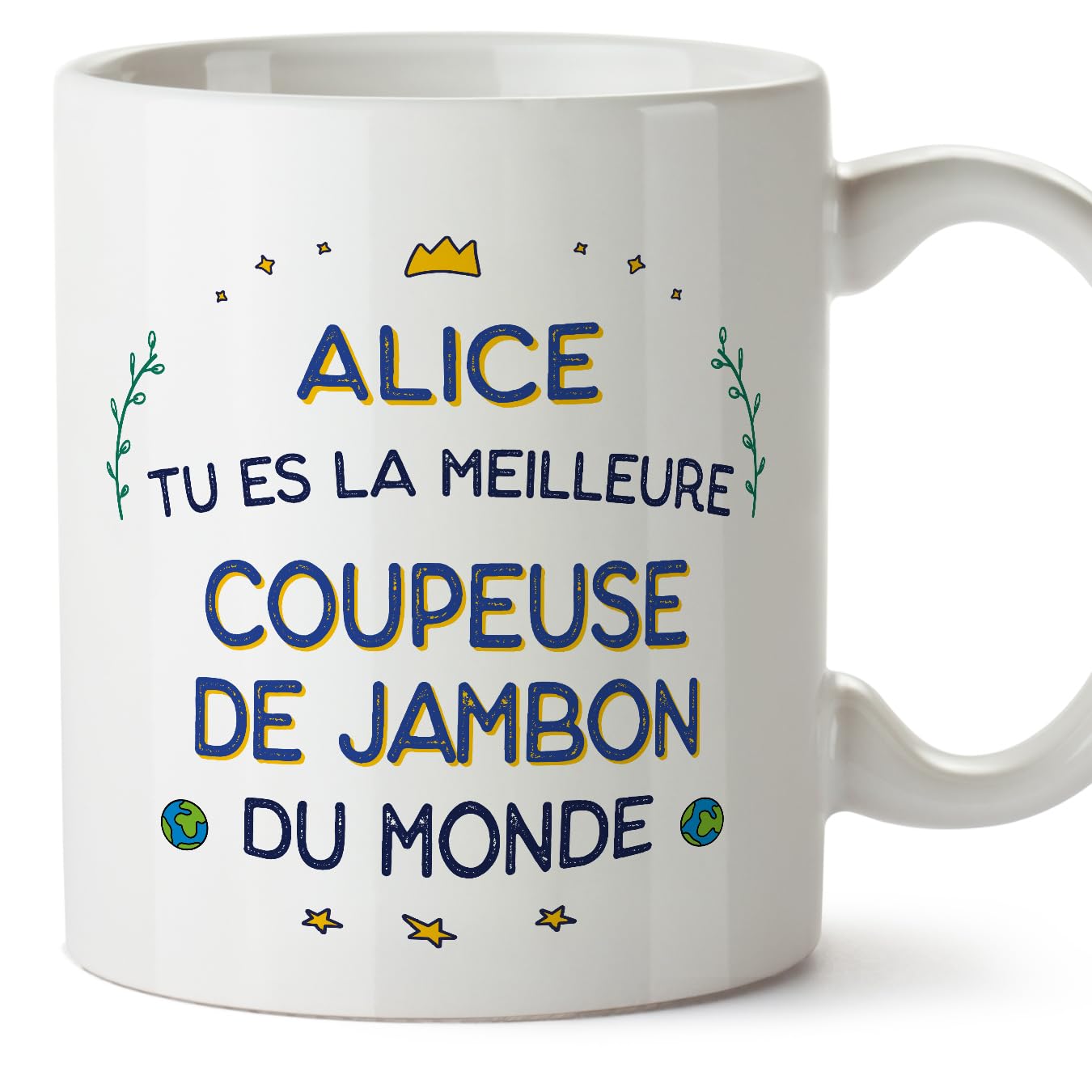 MUGFFINS Personalised Mug for HAM Carver Woman - in French - Meilleur du Monde - Funny Custom Gift for Colleagues - Ceramic 11oz Mug
