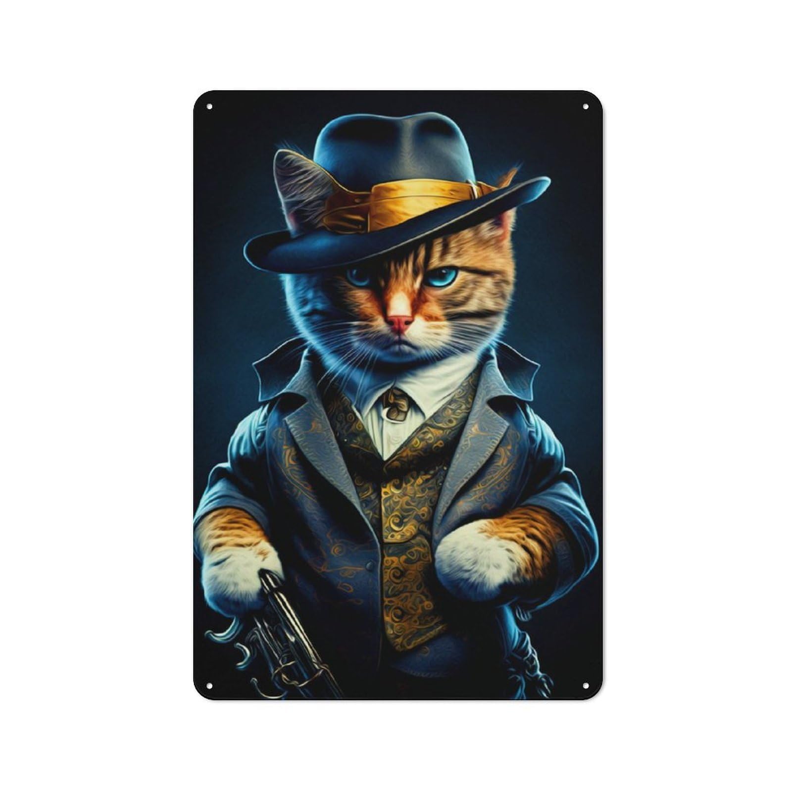 Mafia Cat Tin Sign 30x20cm for Living Room Wall, Rustic Wall Decor, for Living Room Decor Lovers