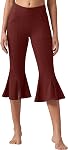 Willit Robe de yoga pour femmes Pantalon Capri Stretch Travail Causal Ruffle Flare Capri Leggings avec poches