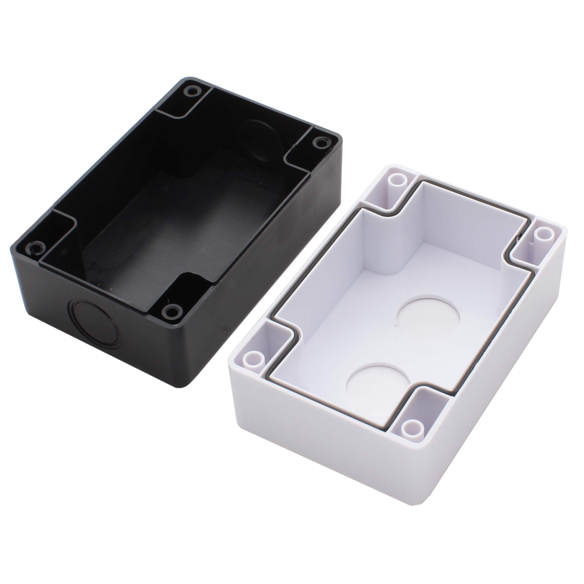 Caja de estación de control de interruptor de botón – 22 mm, doble agujero de botón, a prueba de polvo e impermeable, 1NO/1NC, material ABS, modelo JL-BX2 (blanco y negro) (paquete de 2)