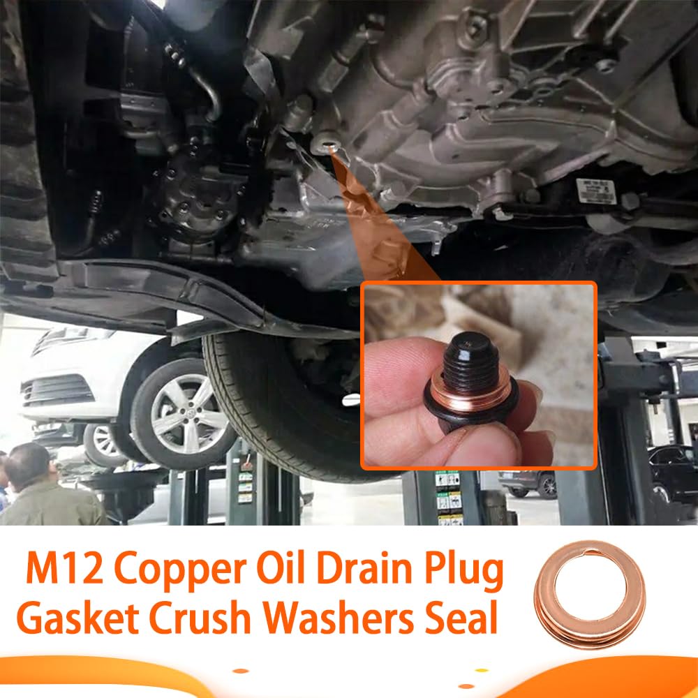 Dsnaduo 30 PCS 12mm Copper Crush Washer Oil Drain Plug Gasket