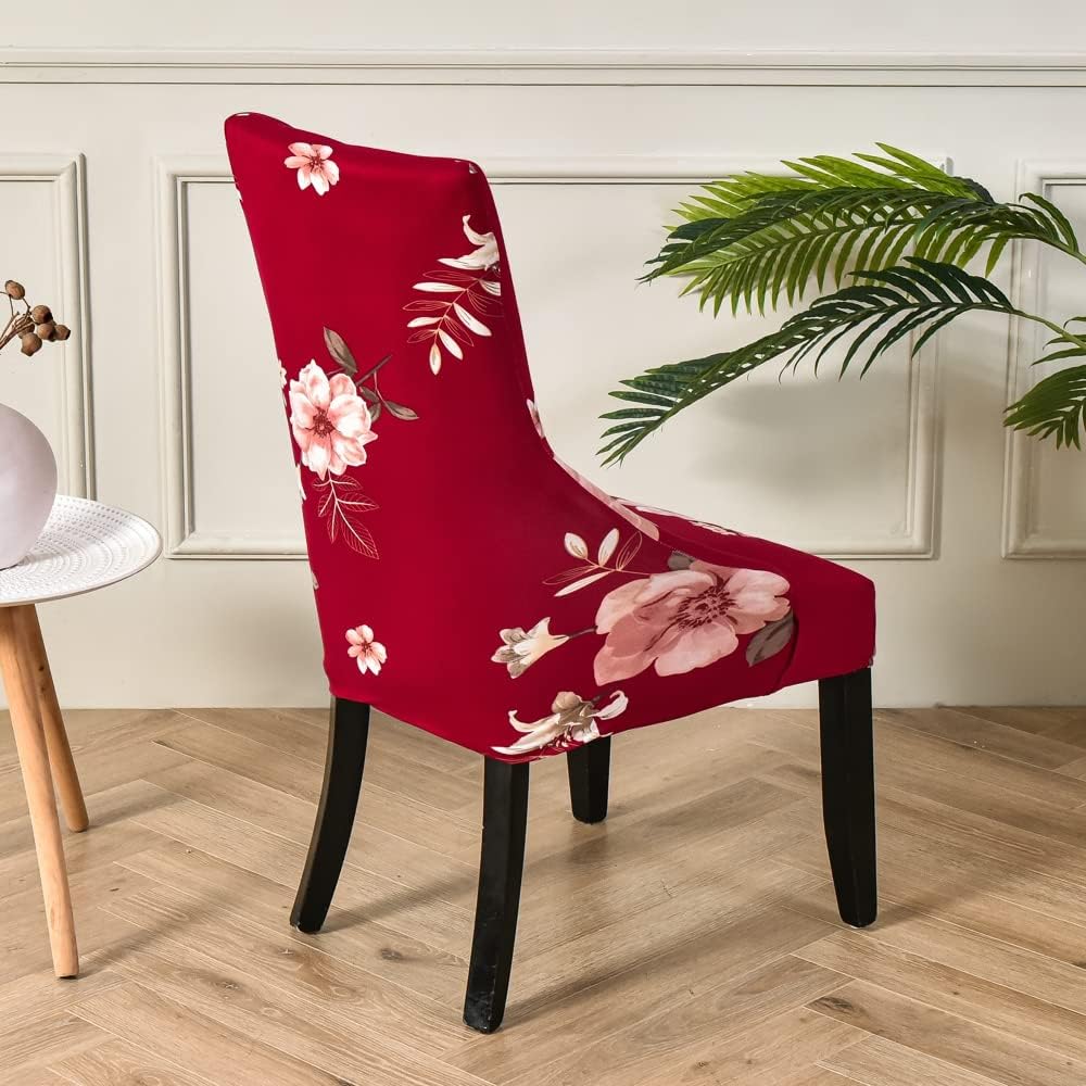 2PCS Printed Sloping Armchair Cover Washable Upholstered Arm Dining Chair Covers Stretch Wingback Chair Cover Sloping Side Chairs Slipcovers for Dining Room Banquet Home Decor,01