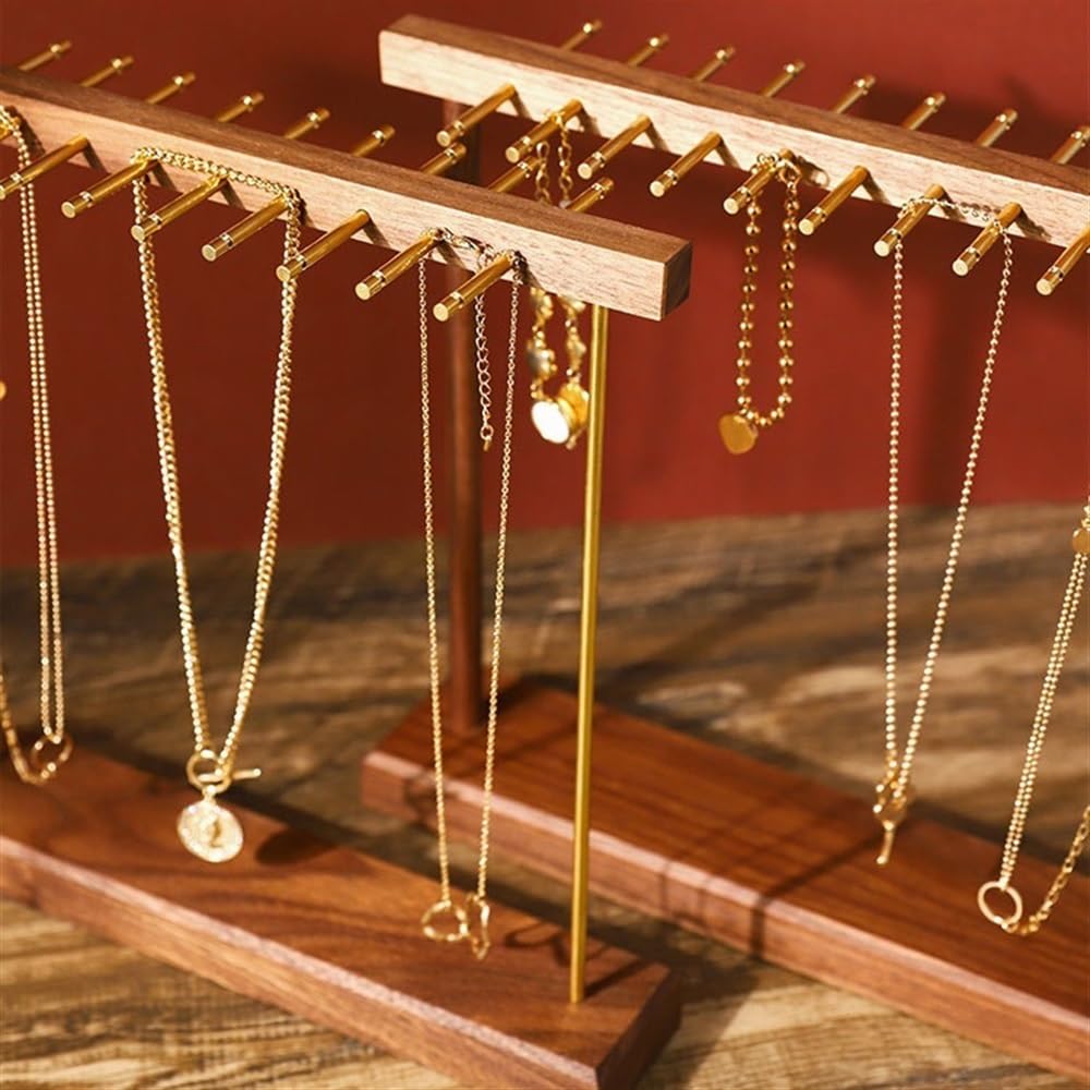 Armadi Ornamenti for riporre gioielli con collana in noce di lusso leggero | Espositore for gioielli Creative Simple Mall