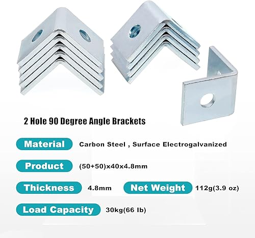 Miniatura 3 de 10 piezas de 2 agujeros en forma de L de 90 grados de ángulo de soporte para canal de puntal más alto de 1-58 pulgadas de ancho, perno de 12