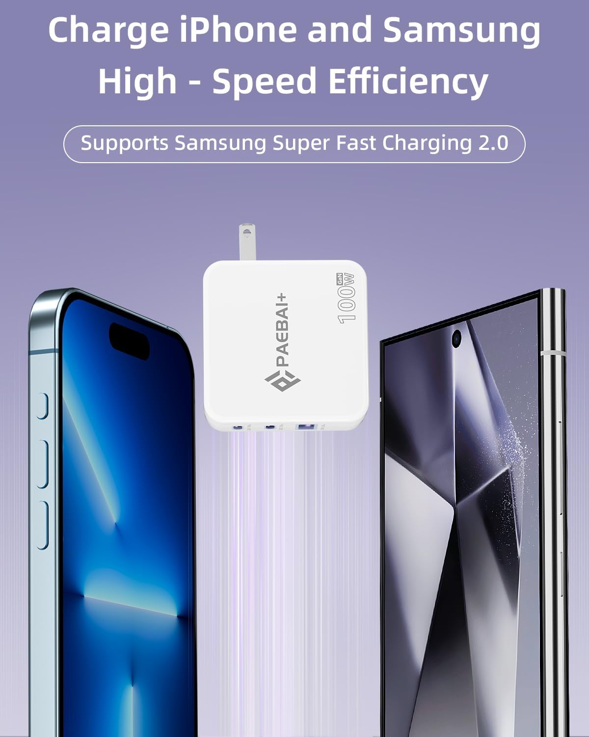 100W USB C Charger Block, 3 Port GaN Foldable Compact Wall Fast Charger for MacBook Pro MacBook Air, Dell XPS, iPhone 16 15 Series, Samsung Galaxy, iPad Pro and All USB-C Devices - Image 4