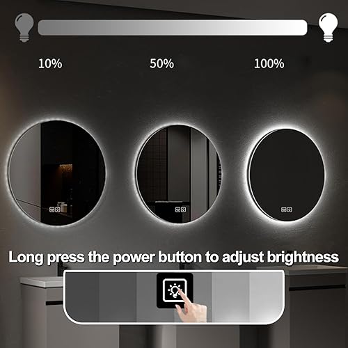 Miniatura 4 de Espejo de baño redondo LED con luces retroiluminadas, espejo de tocador de 3 colores de temperatura con luces, espejo con círculo antivaho iluminado