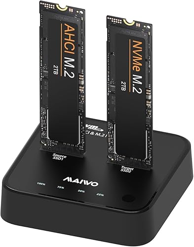 MAIWO K3016P2 NVMe AHCI M.2 SSD Duplicador, USB3.2 Tipo C 20Gbps Clone Docking Station, para M.2 SSD 2230/2242/2260/2280, compatible con una tecla