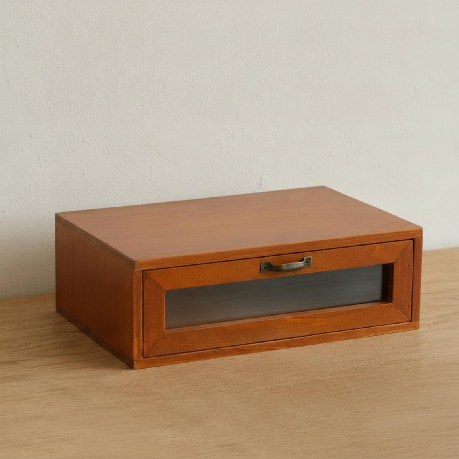 predolo Organizzatore da Scrivania con Cassetti in Legno Organizer da Scrivania con Cassetto Stile Retrò Rialzo per Ufficio, Studio , Due Cassetti Con Finestra E Divisorio Superiore