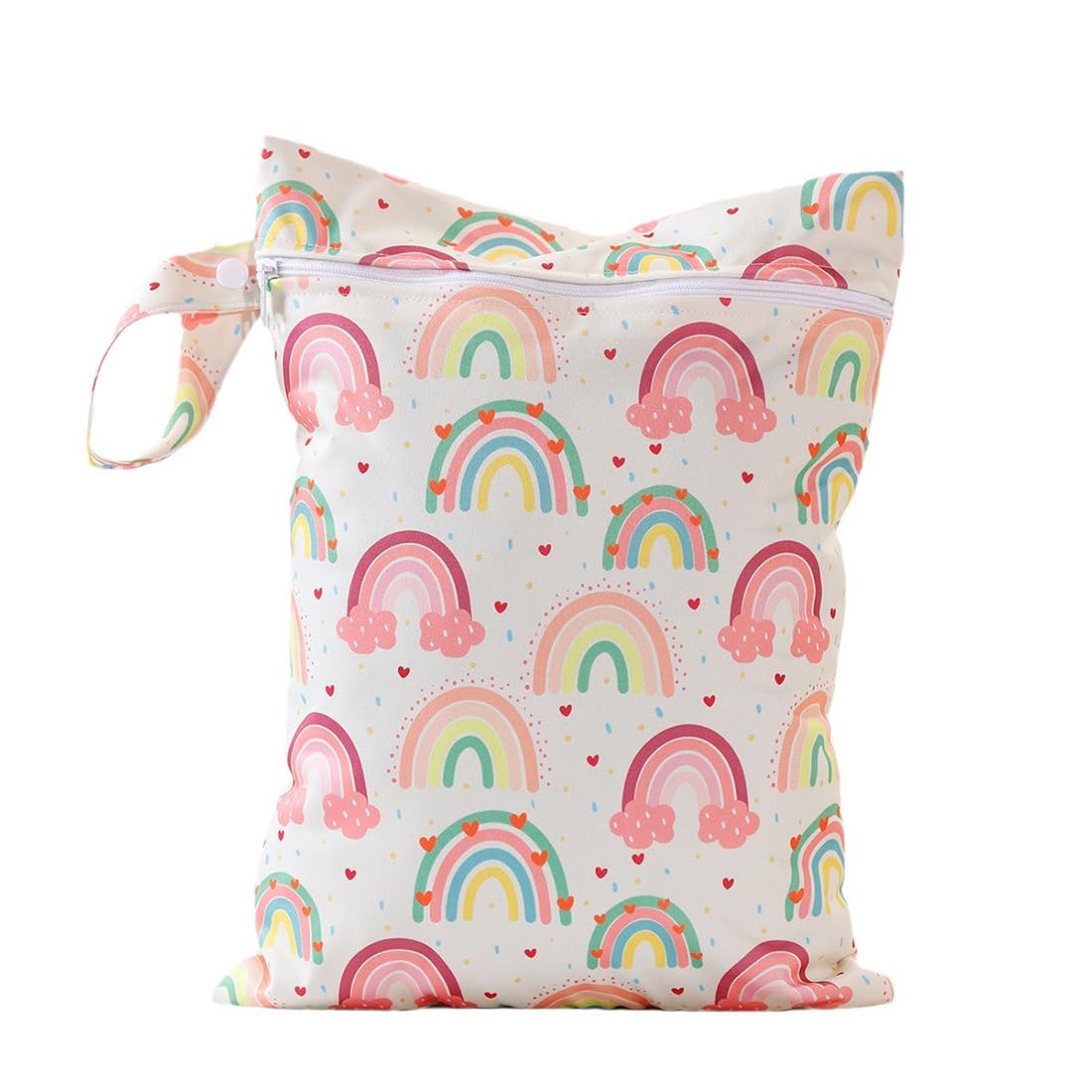 Sac à Couches Lavables Étanche Réutilisable Wetbag Imperméable pour Bébé Piscine Plage Arc-en-ciel