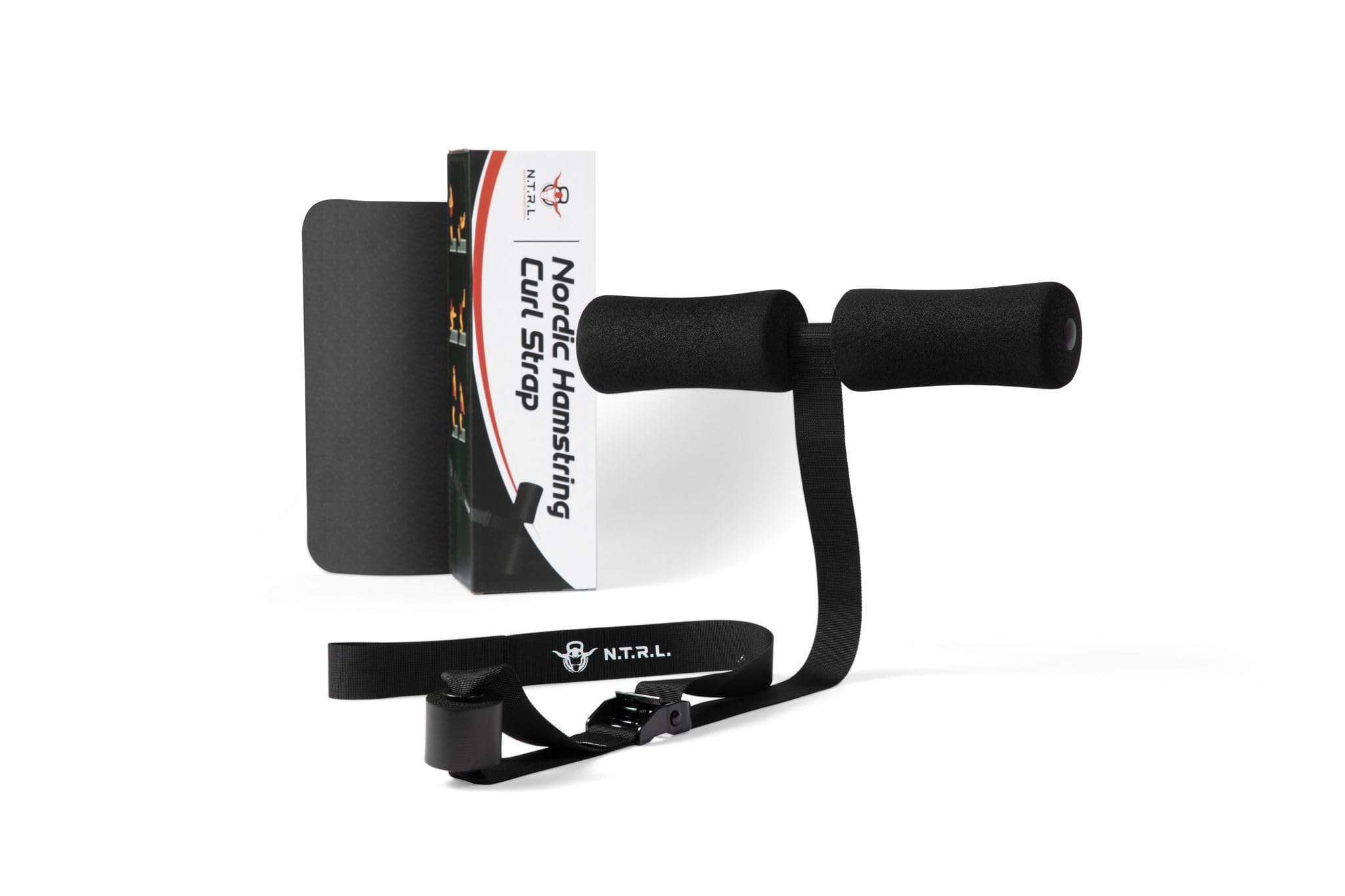 Nordic Hamstring Curl Strap with Knee Pad for Squats and Ab Workouts, Exercise Equipment for Home Workouts, Easy Storage Home Gym