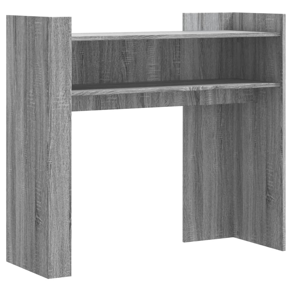 Mesa consola clásica de madera para salón y pasillo con práctico espacio de almacenamiento y soporte de pared, color gris, 100 x 35 x 90 cm