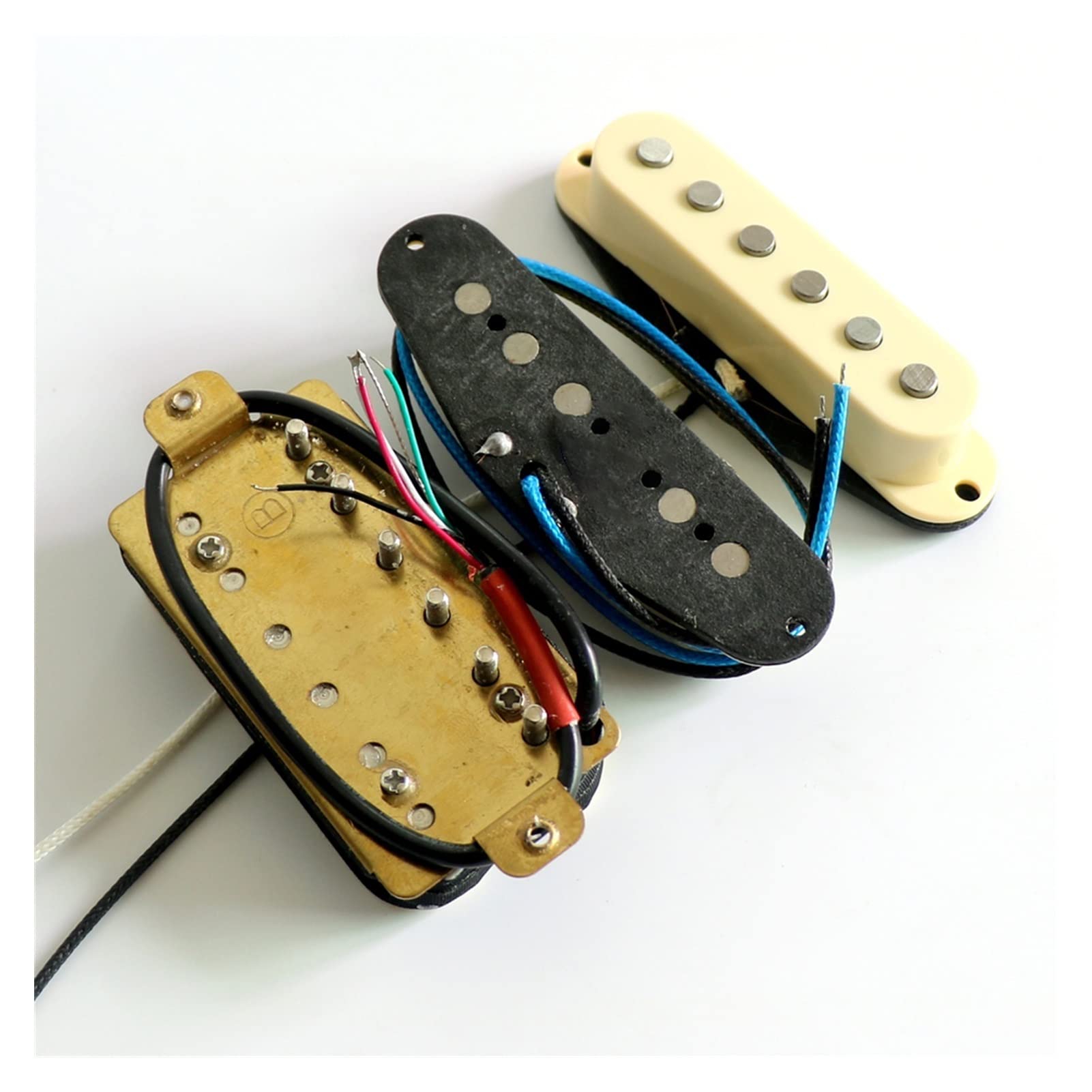 Pastilla De Puente Pastilla De Guitarra Eléctrica Negra/blanca Para Guitarras SSH Hechas A Mano Con Salida Alta Pastillas guitarra (Color : White)