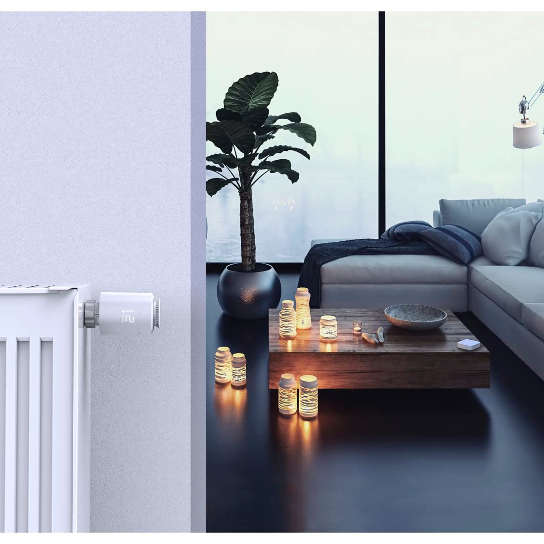 Hama Tête Thermostatique Connectée et intelligente WiFi (pour Kit de chauffage Connecté 00176592 compatible Alexa Google Home, Robinet Intelligent pour Radiateur à Eau Chaude) Blanc