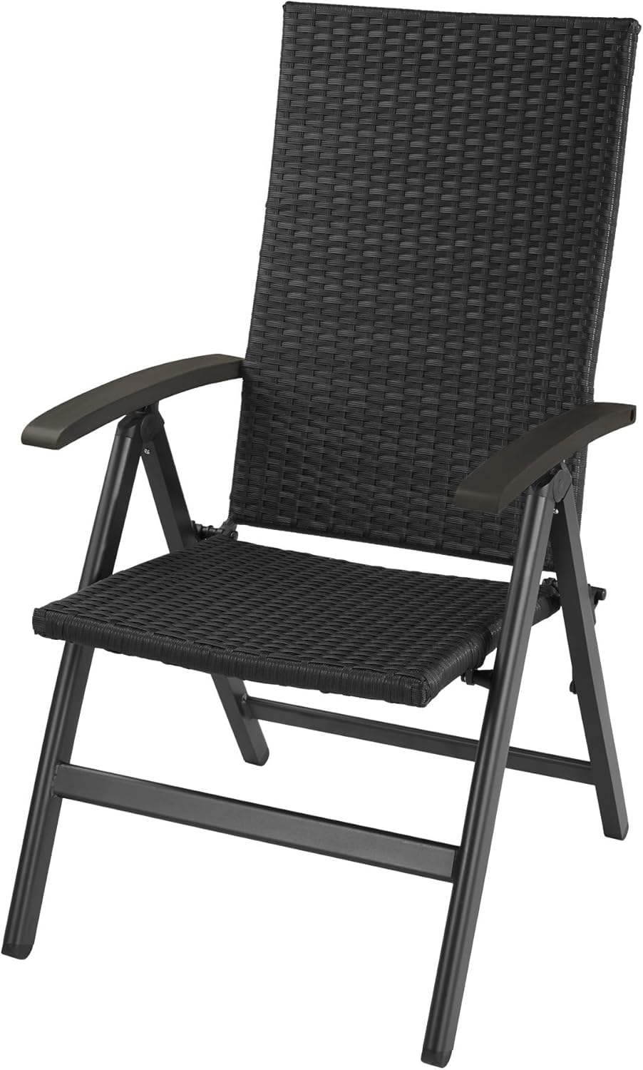 Poltrona da Giardino in Poly Rattan Regolabile Pieghevole Resistente alle Intemperie Carico Max 120 kg Nero