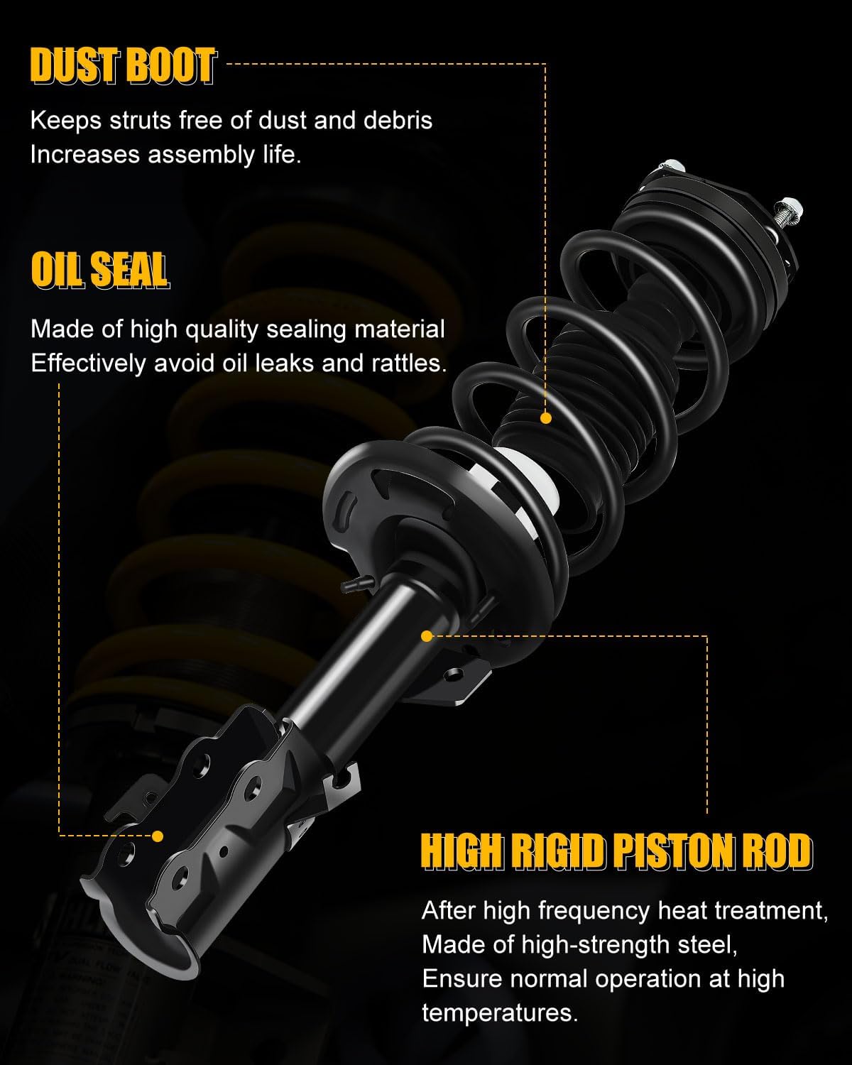 Front Complete Strut Coil and Spring Assembly Fits for 2010-2013 for Ford for Fiesta, 2010-2013 for Ford for Fiesta 1.6L, Struts Shocks Kit Replace 172525