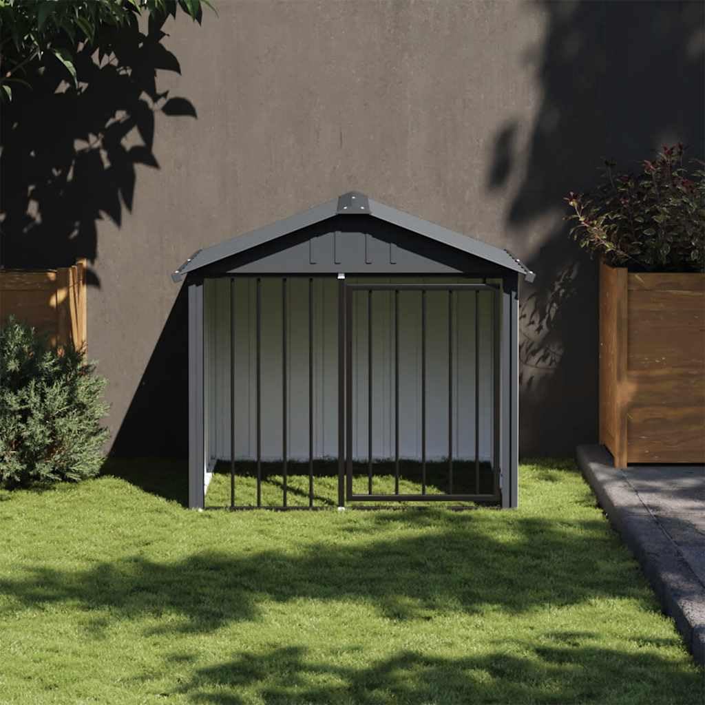 Cuccia per cani con tetto nero, in acciaio zincato, 117 x 103 x 102 cm, resistente alle intemperie e all'inverno, per cuccioli, rifugio e protezione in giardino, terrazza, esterni e