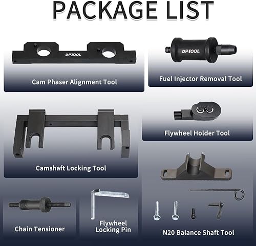 Miniatura 2 de DPTOOL Kit de removedor de inyector de combustible para volante de sincronización de árbol de levas compatible con motor BMW N20 N26