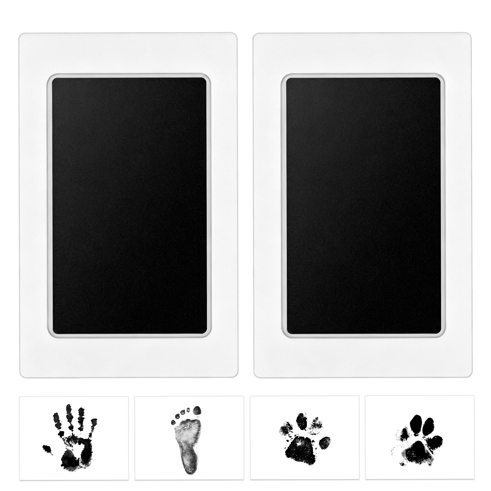 Set di 4 impronte e impronte per bambini, XXL fino a 2 anni, 7,5 cm x 12 cm, con stampa a mano, per neonati, baby shower, set di impronte digitali