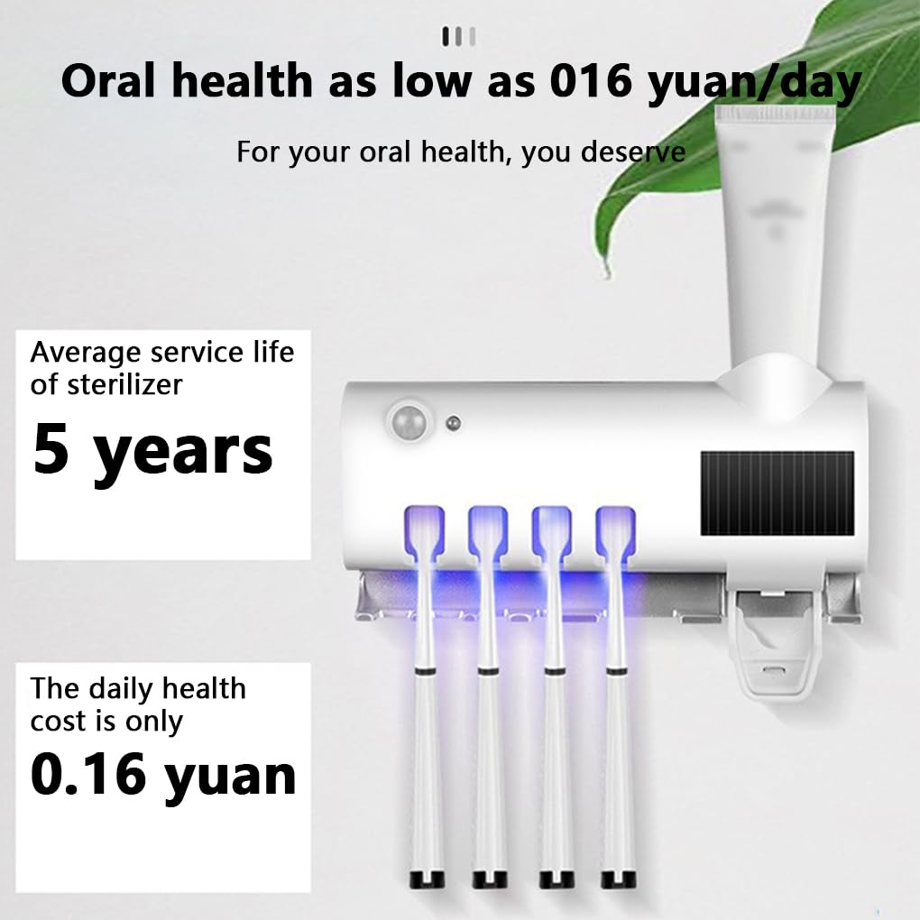 Set di 5 supporti intelligenti per la pulizia dello spazzolino da denti a induzione con supporto per spazzolino da denti senza punzonatura, dispenser di dentifricio, accessorio organizer bianco