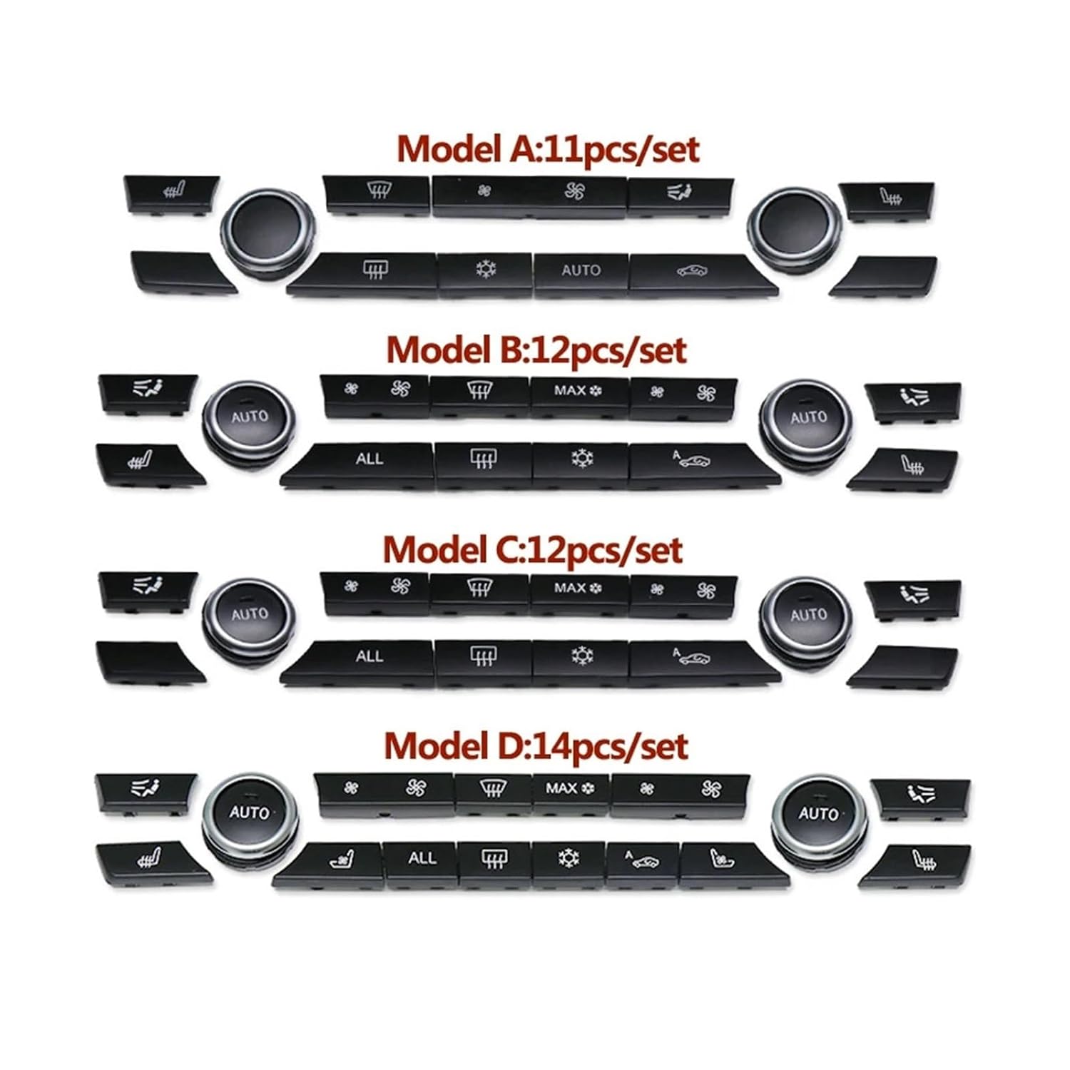 Dashboard Air Conditioning Ac Buttons Audio Control Auto Knob Switch Caps Compatible 5 6 7 Series F10 F06 F12 F01 F02 520 530(Mode B 12PCS Set)
