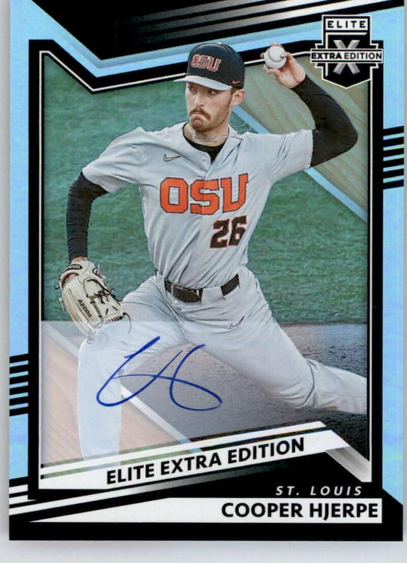 2022 Panini Elite Extra Edition Signatures #22 Cooper Hjerpe Auto Autograph St. Louis Cardinals Official Pre-MLB Prospect/Draft Baseball Card in Raw (NM or Better) Condition