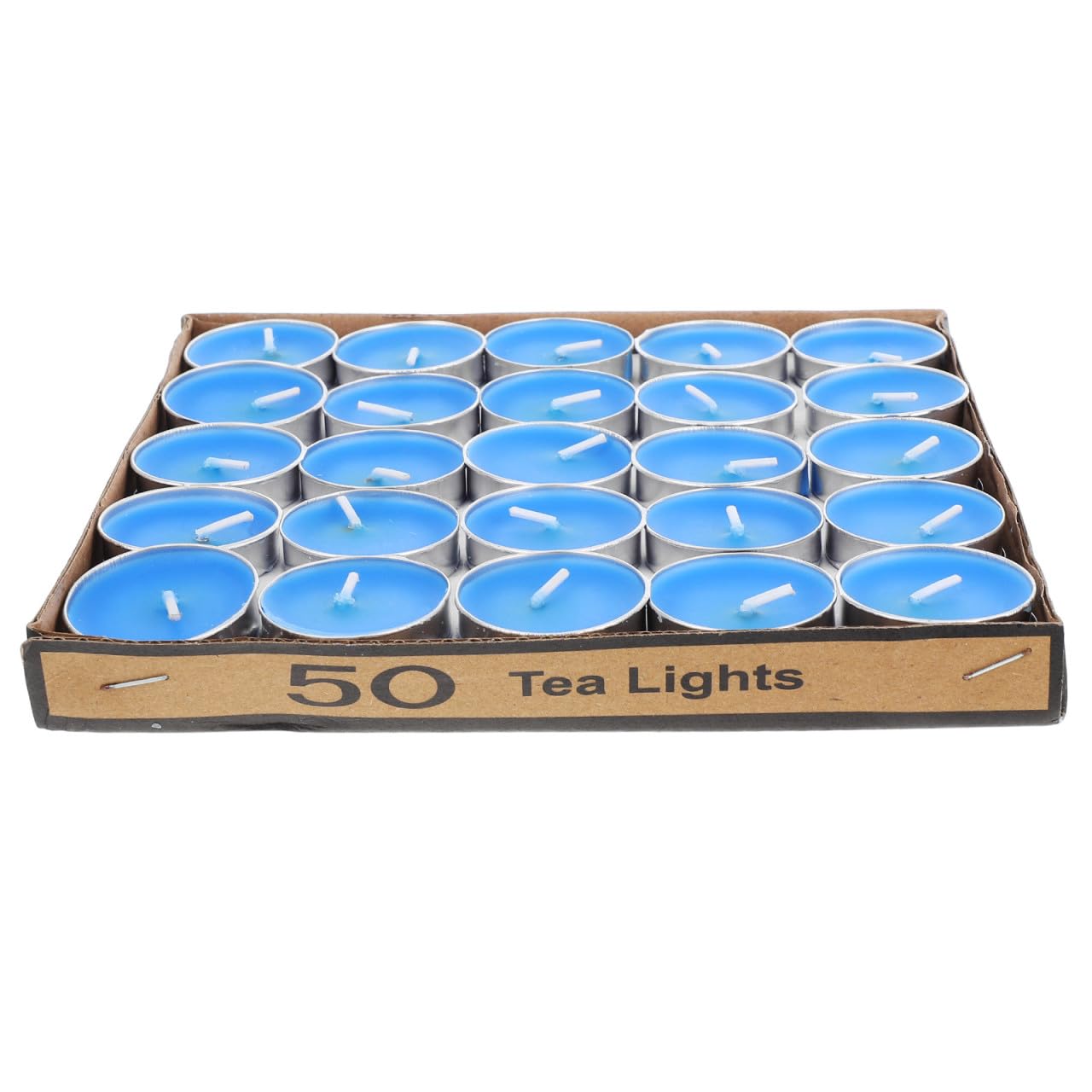 NUOBESTY 50 Velas de Té Azules sin Humo para Decoración de Boda y Propuesta, Redondas de Cera que Queman de Forma Uniforme Hogar