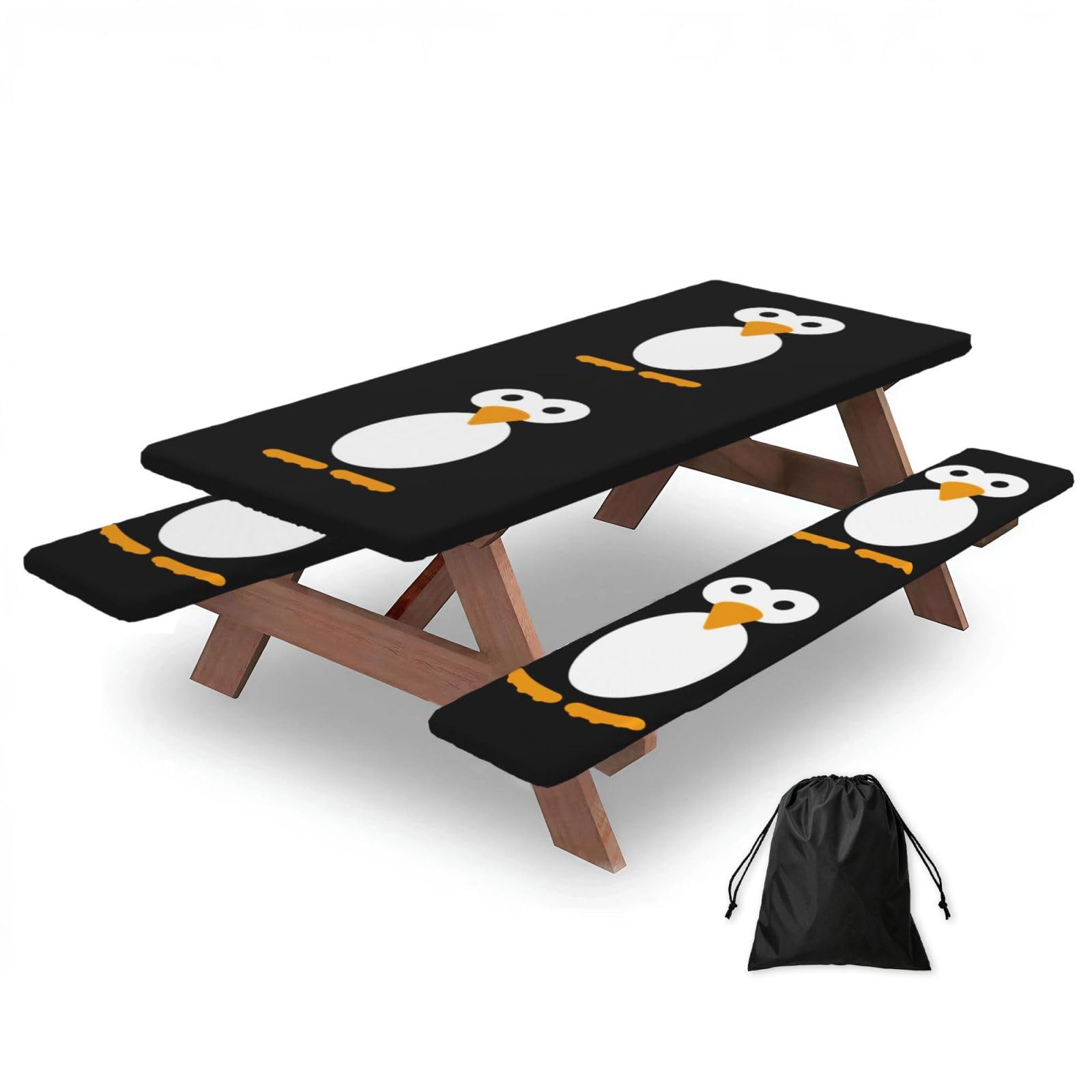 Cute Penguin Print 3 Pack Wipeable Picnic Bench Cover And Table Cover Lightweight Table Cloth For Camping Outdoor