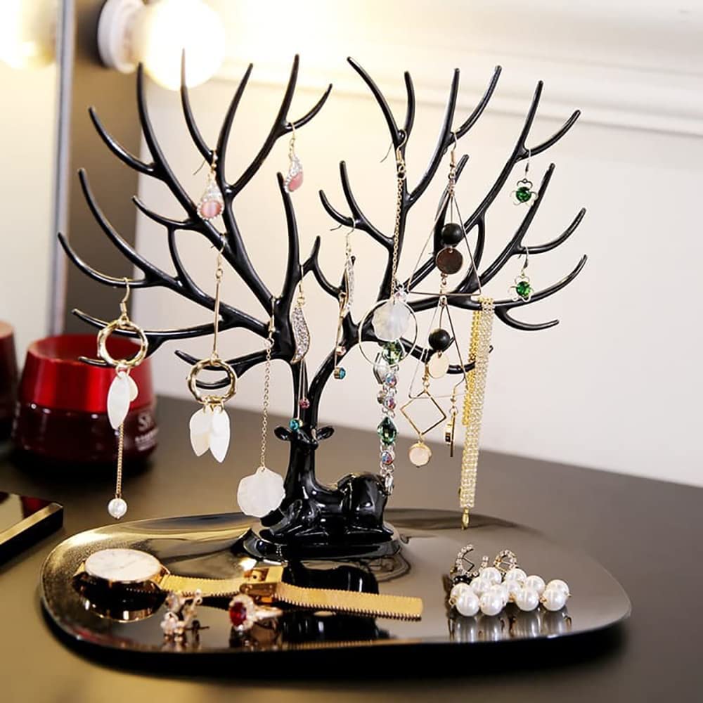 Artifii Tree Wall Key Holder - Self Adhesive Door Hook Hanger for Bags and Keys - Wooden Wall Mount Ring Holder for Home, Office, Shop (Black) 3