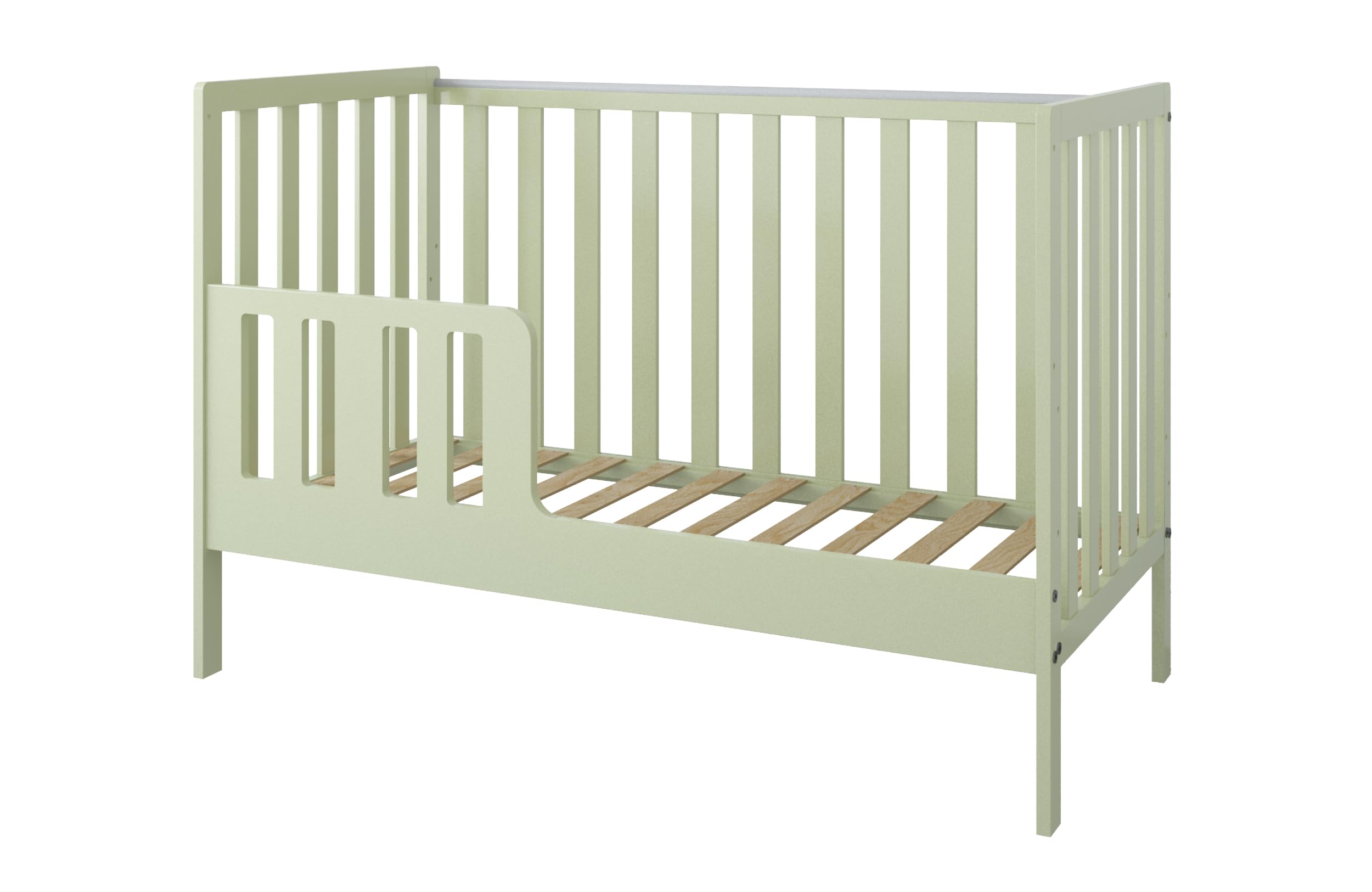 zee Cuna Bebé LUMI 120x60 cm 2 en 1 Convertible en Cama Infantil Verde Menta Madera de Pino Barrotes Seguridad Altura Regulable EN 716