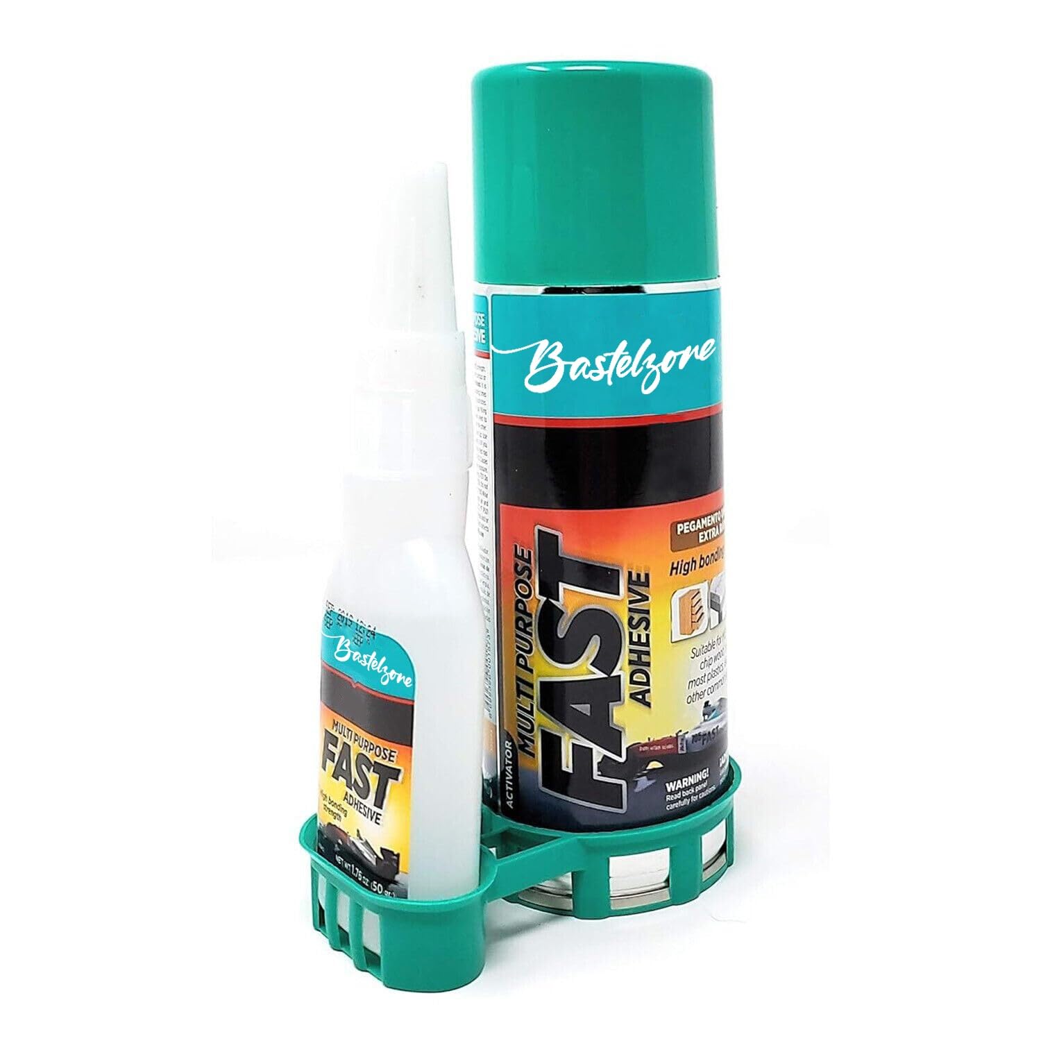 Superglue avec activateur en spray. Super colle avec accélérateur d'adhésif. Adhésif professionnel tout usage à haute force d'adhérence (50gr de colle avec 200ml de spray)
