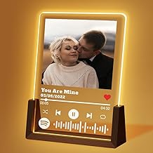 Custom Spotify Plaque with Photo &amp; Song Code- Personalized Music Acrylic Night Light Frame &ndash; Romantic Gift for Couples, Anniversary, Valentine's Day, Birthday