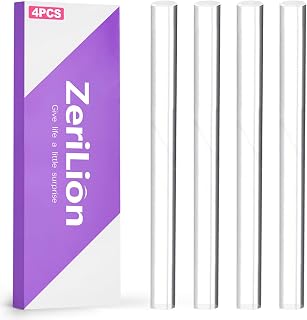 ZeriLion 4-Pack Clear Acrylic Rods 6.3x0.5 Inch - Durable Plastic Dowels, Plant Stakes & Stirring Sticks for DIY Crafts, Art & Home Projects