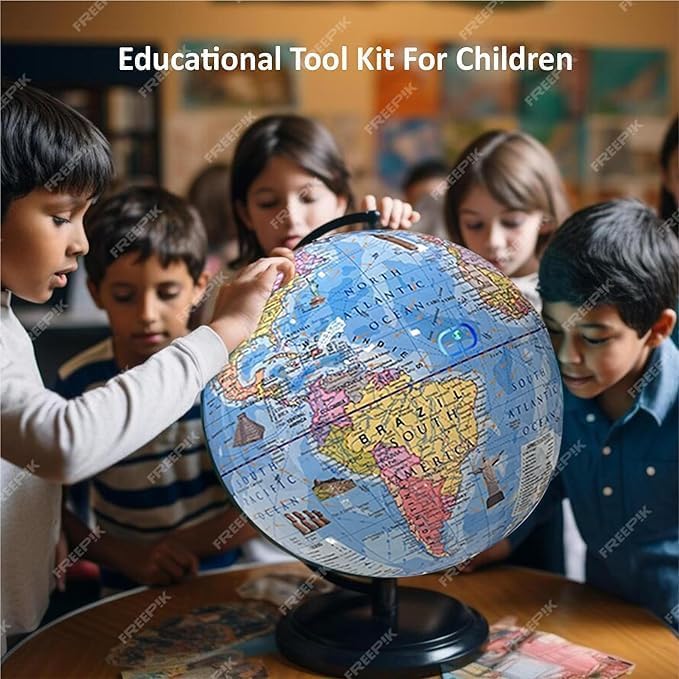 COSMIC GLOBE EXPORTS 12 Inch Educational Laminated Globe with Steel Arc and Base with Magnifying Glass/Home Decor/Office Decor/Birthday Gift