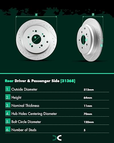 Miniatura 256 de SCITOO Kit de freno delantero Rotores de freno delantero y pastillas de freno de cerámica para 08-16 para Chrysler Town & Country, 08-16 para Dodge
