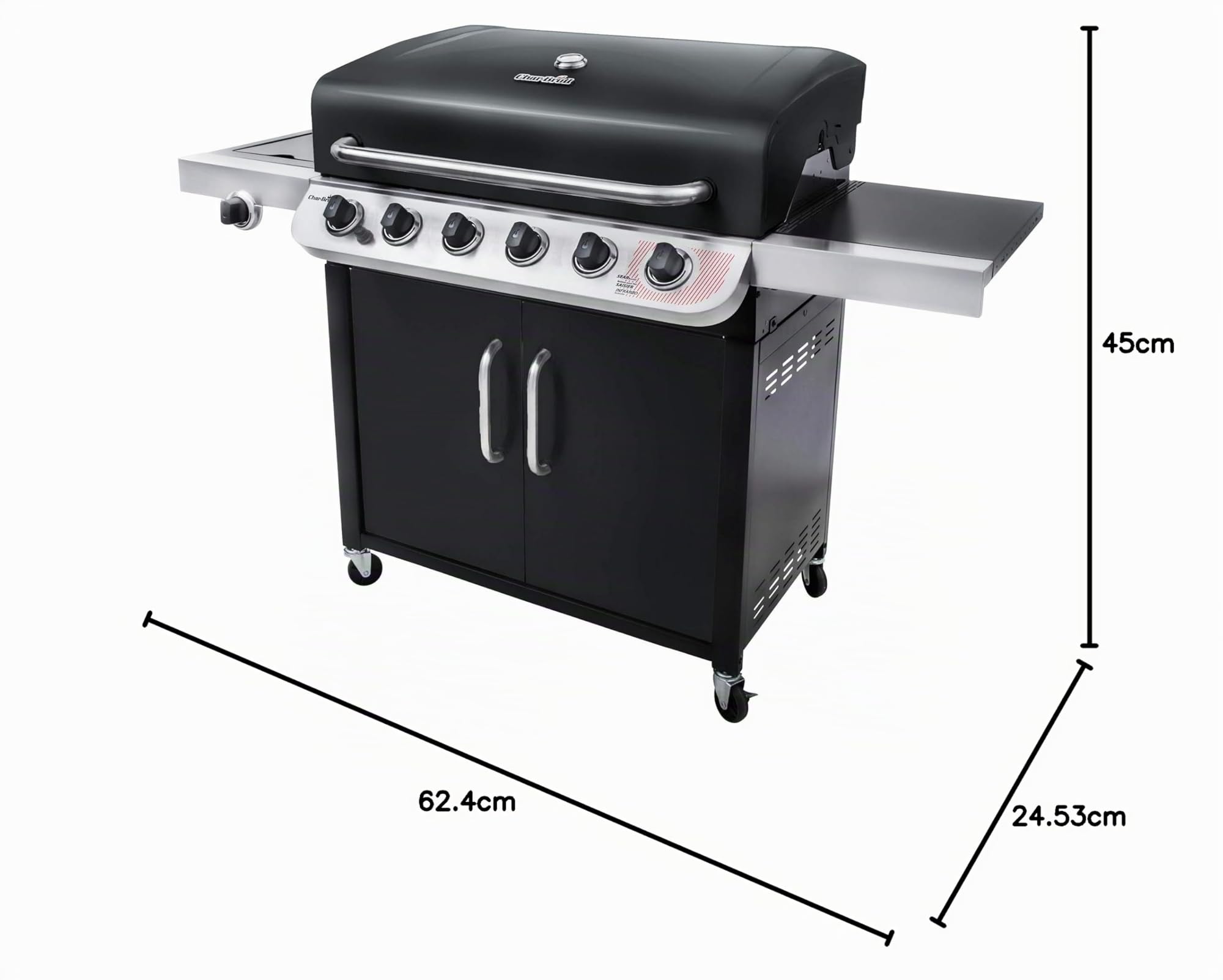 Char-Broil Convective Series 640 B XL Barbecue a gas 6 bruciatori bruciatore laterale nero