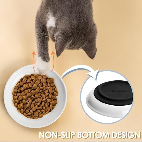 Miniatura 4 de Cuencos de cerámica para gatos, tazón ancho poco profundo, plato de comida poco profundo, lindos cuencos de alimentación, con alfombrillas