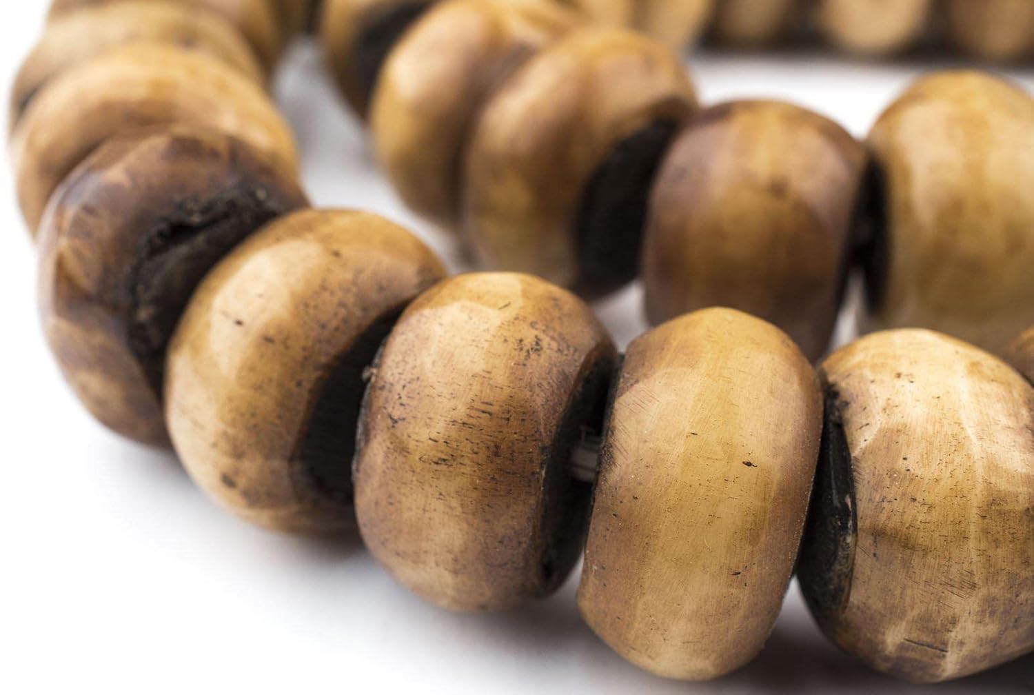 The Bead Chest Kenya Light Brown Bone Beads Large 22mm African Round Large Hole 24-26 Inch Strand Handmade