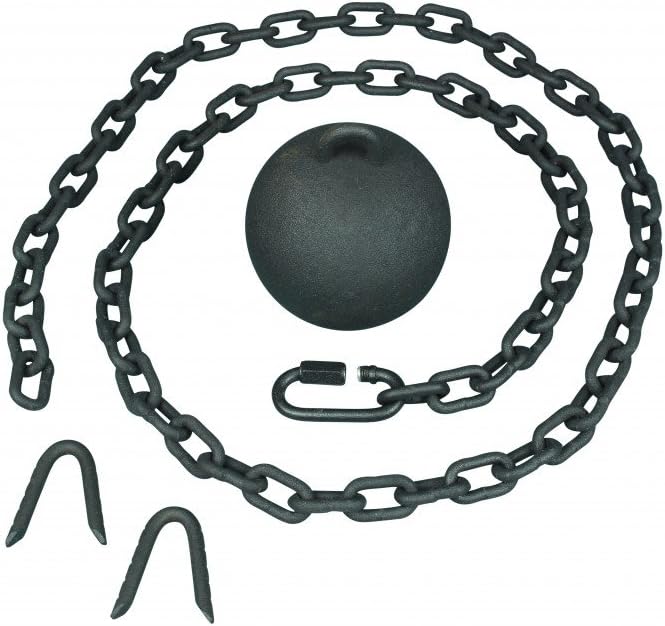 Black Cast Iron Cannonball Weight Automatic Gate Closer CBP Colonial Heavy Duty Ball and 5 Feet Long Chain Rust Resistant Galvanized Finish Renovators Supply Manufacturing Pack of 4