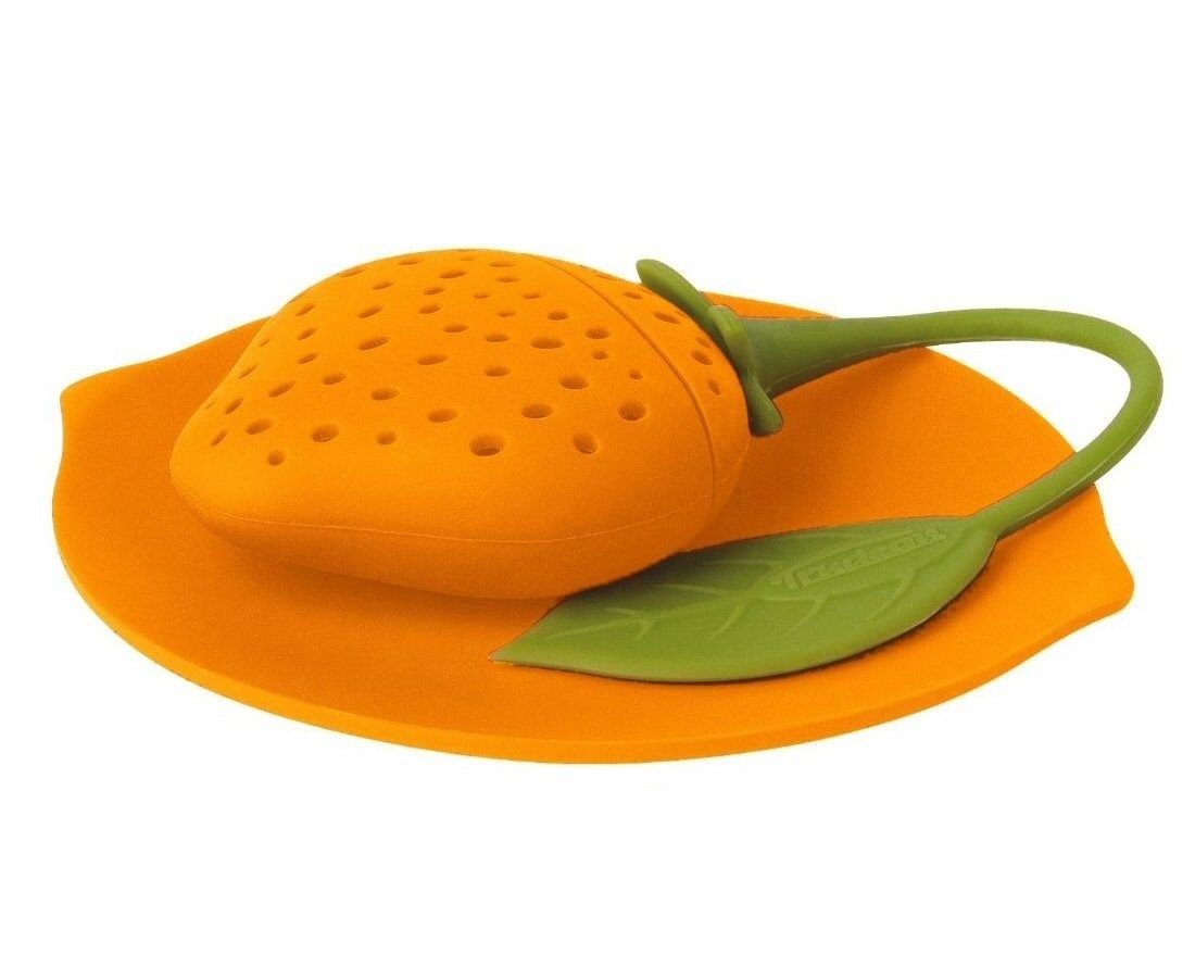 Infuseur à thé pour le bureau Trudeau de position orange en silicone