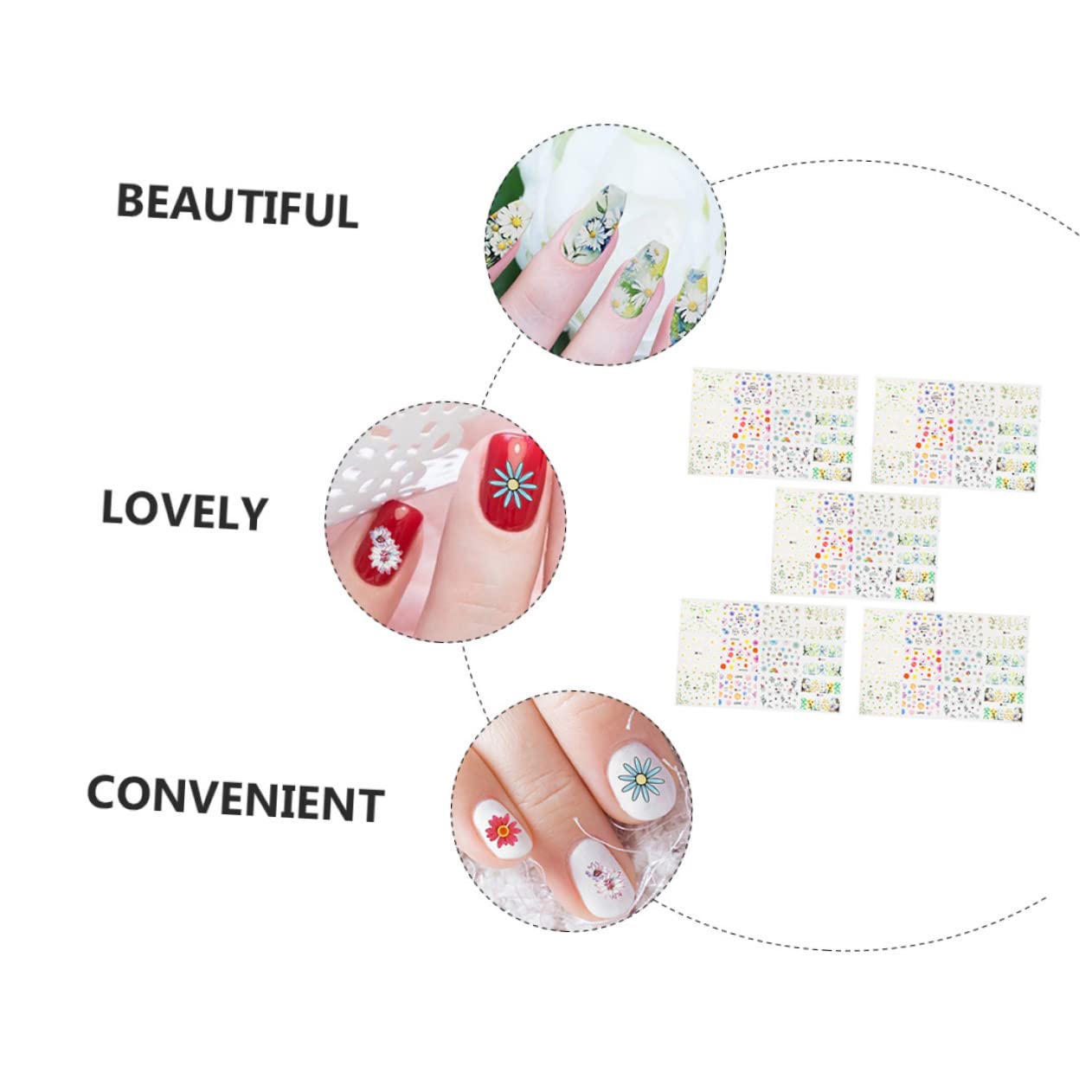 3 Set Adesivi Unghie Fiori Autoadesivi Decorazioni Nail Art Per Manicure Diy Facile Applicazione Per Principianti E Professionisti Per Quotidiana 5 Fogli*3