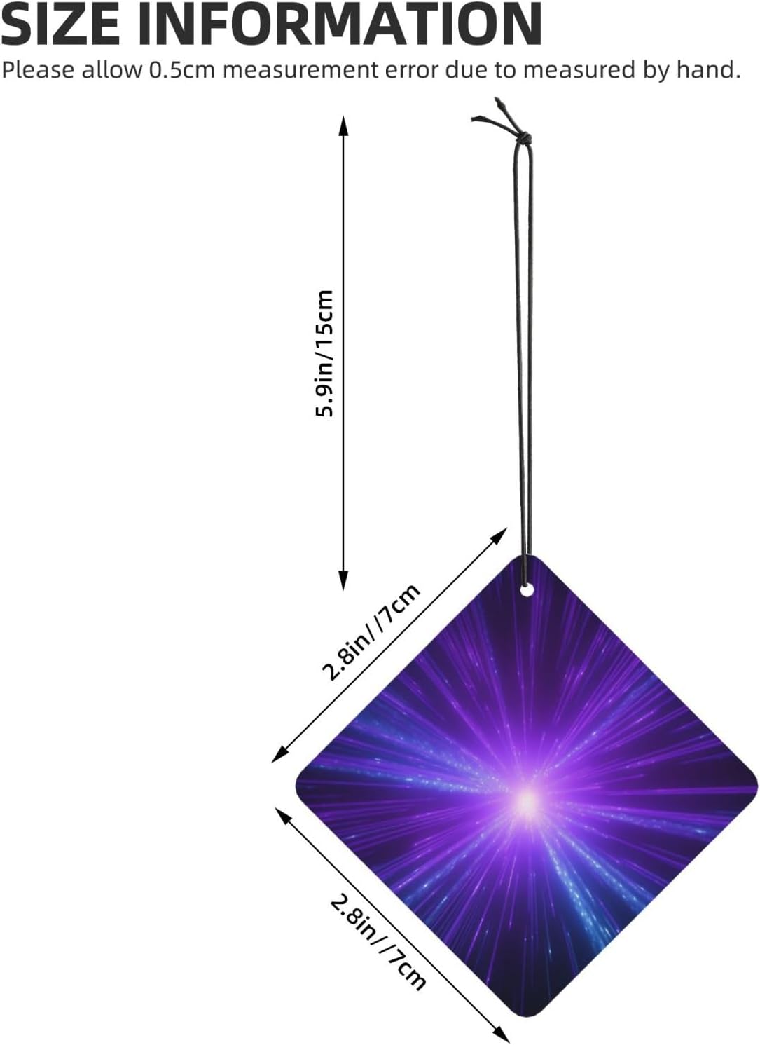 Car Air Freshener 24 PCS Purple Blue Light Rays Hanging Car Air Fresheners Auto Interior Decor Card Freshener Strong Scented Card Lavender Cars Scents for Office Bedroom Close Drawer Square