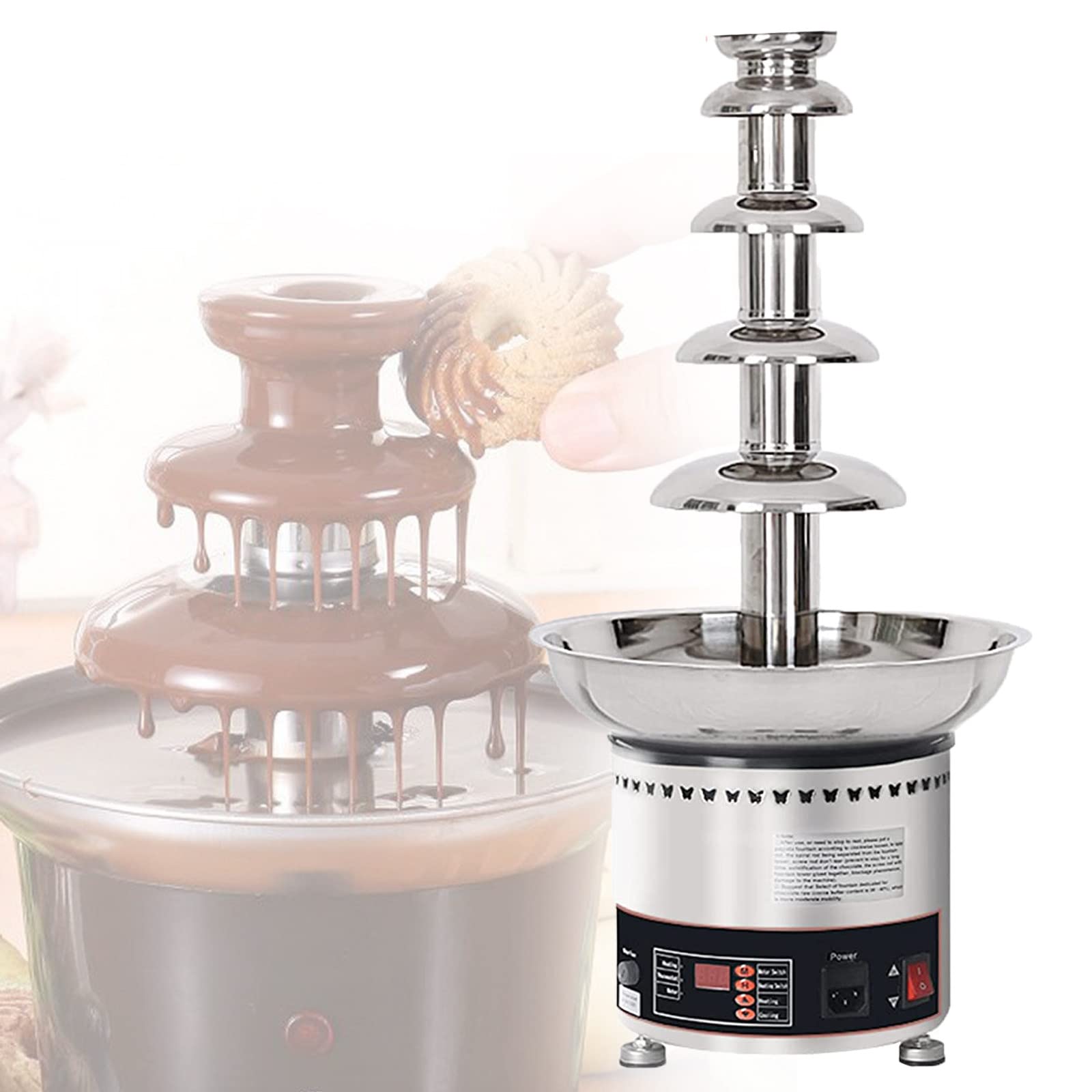ASerZenith Chocolate Fountain Hot Pot, Electric Chocolate Melting Machine, Suitable For Restaurants, Buffets,5Tier