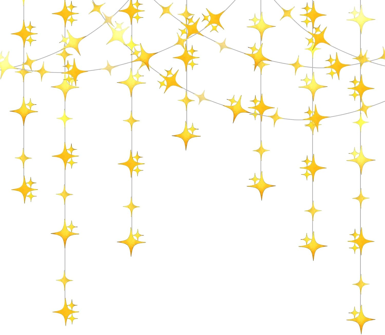 Glitter Star Garland Banner Decor, 40 Feet Gold Star Garland Hanging Bunting Banner Backdrop for Graduation Wedding Birthday Holiday Party