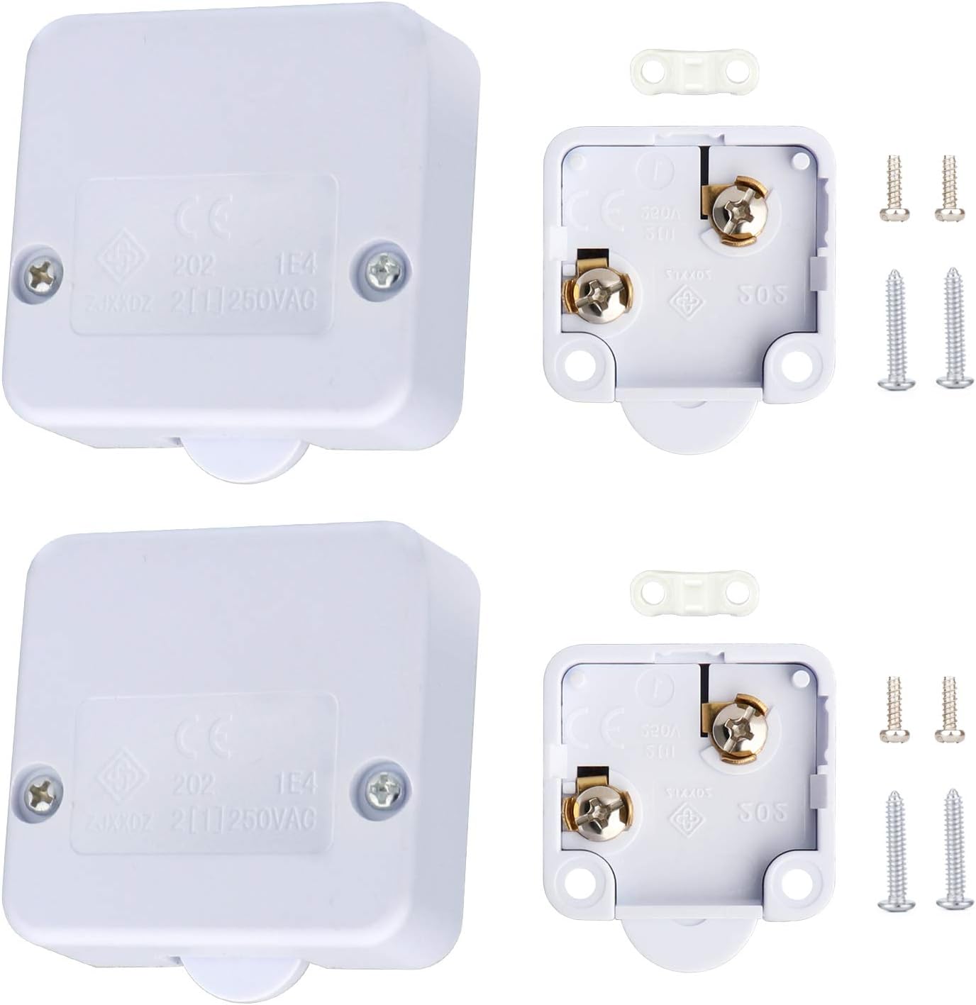 Helunsi Cabinet Door Lamp Switch, 2 Pack for Closet Light, ON Off Normally Closed Wardrobe Touch Activated, for Open Close Sliding Pressure Doors Drawers Automatic Switch - White