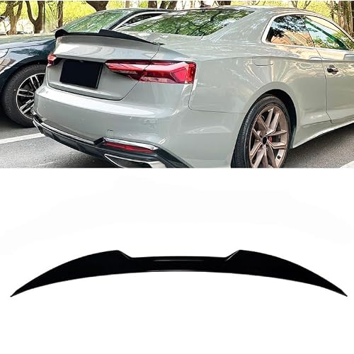 FJINQIANG Car Spoiler Rear for Audi A5 F5 Coupe M4 2017-2024, Sedan Rear Trunk Boot Lip Wing Spoiler, Rear Wing Spoiler Trim Cover,Glossy Black
