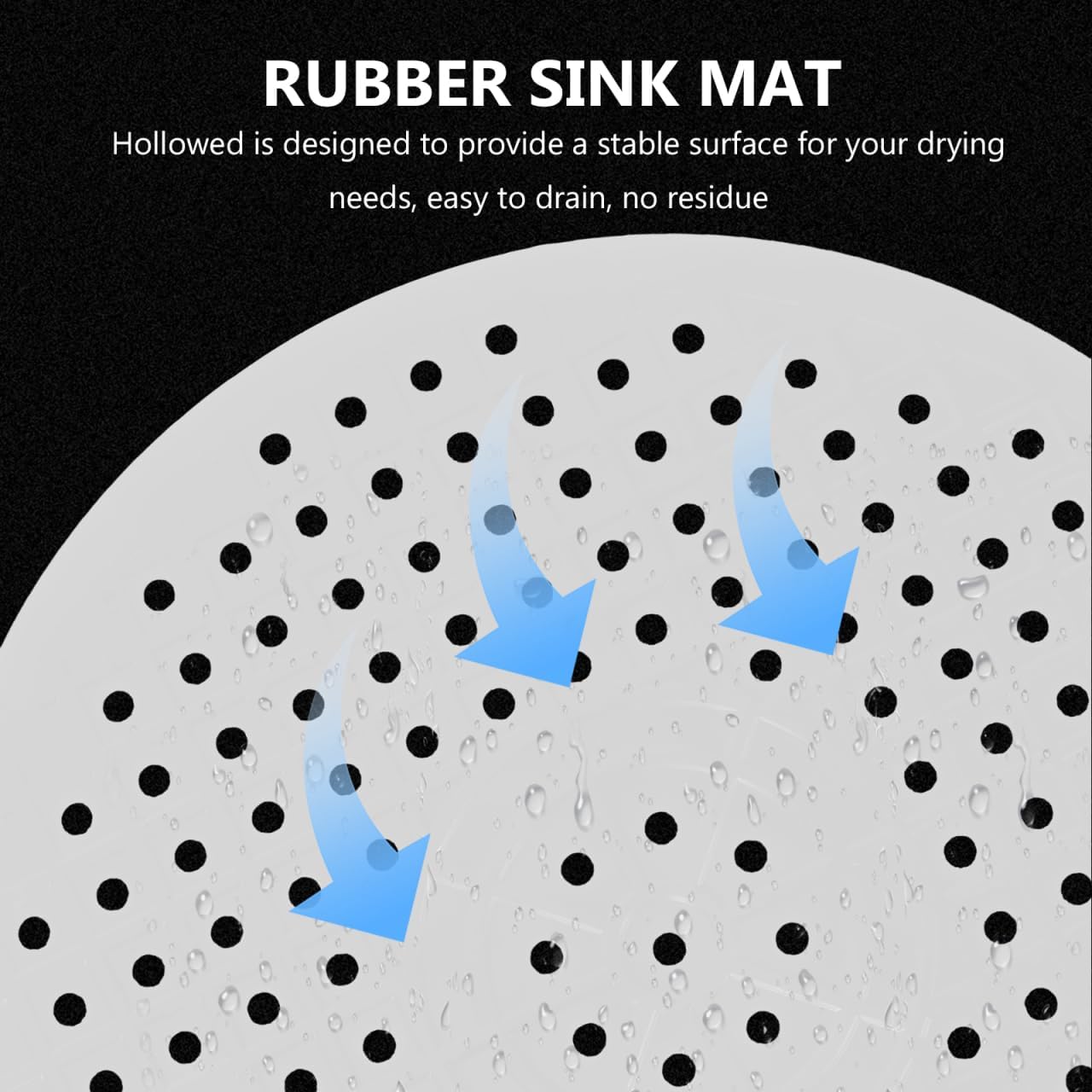 Healifty 2pcs White Round Rubber Sink Mat Flexible Kitchen Drying Dish Mat with Drainage Sink Protection Pad for Counters and Bar Easy Clean Up Design