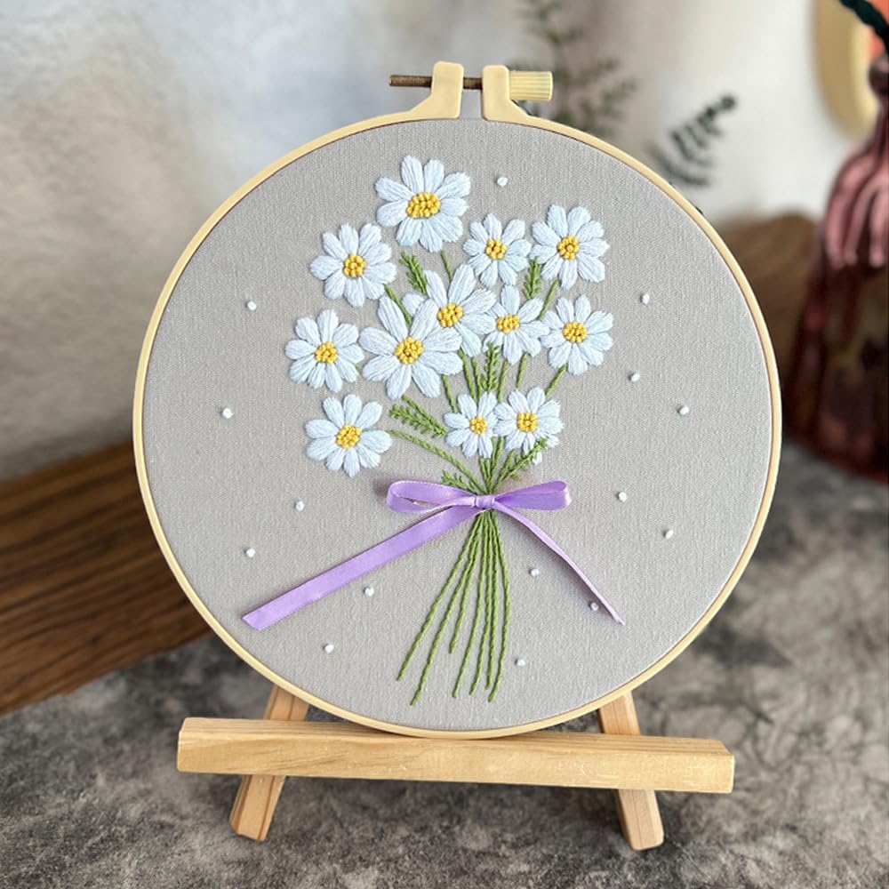Amazon.com: BYVUTE Daisy Embroidery kit for Beginners, White