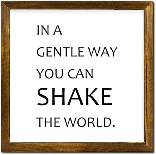 Letrero de madera enmarcado con frase divertida de regalo cristiano, de una manera suave que puedes agitar el mundo del país, letreros de marco de