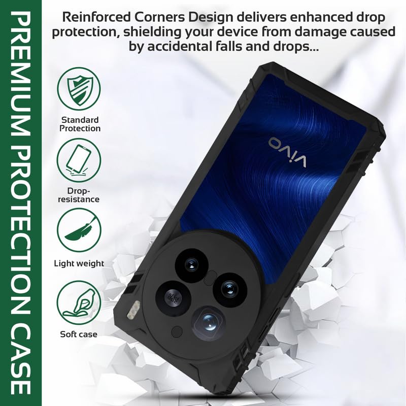 Image of AIBEX Crystal Clear Back Cover Case for Vivo X200 Pro 5G| 360 Degree Protection | Shock Proof Design | Transparent Back Case for Vivo X200 Pro 5G (PC & TPU, Black Bumper)