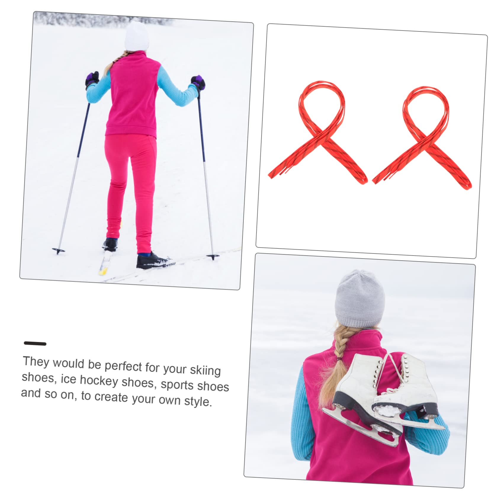 TOYANDONA Lacets Cirés pour Patins de Hockey et Chaussures de Ski, Orange 96 Pouces, Résistants Gel, pour Sports sur Glace et Neige